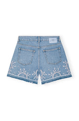 Broderie Anglaise Denim Shorts light blue stone
