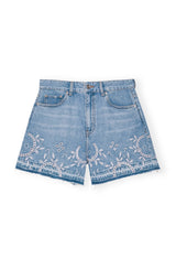 Broderie Anglaise Denim Shorts light blue stone