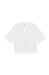 Broderie Anglaise Tie Blouse bright white