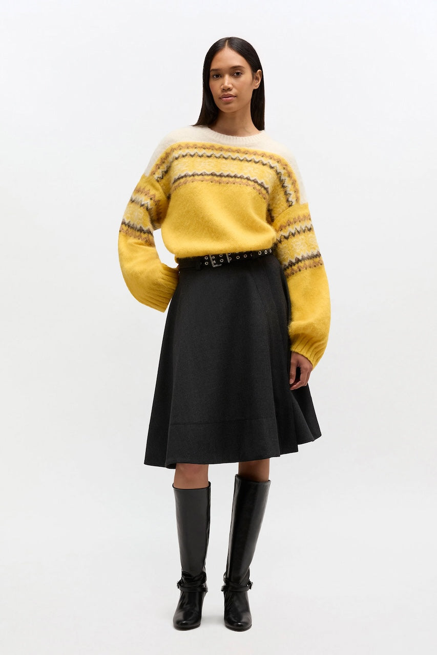 Brushed Alpaca Intarsia Sweater blazing yellow