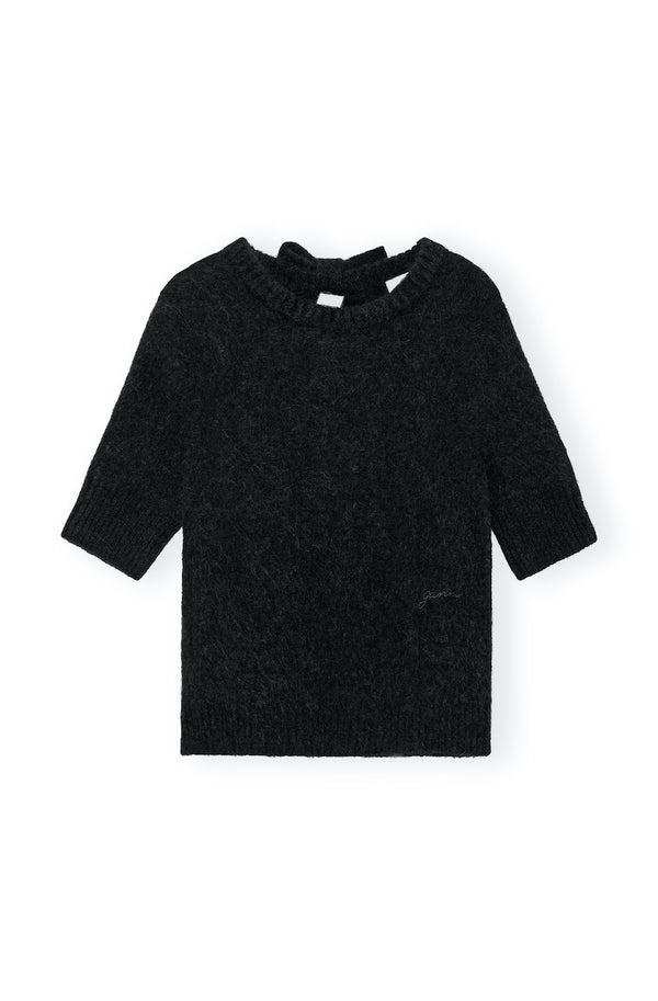 Brushed Alpaca Open Back Top black