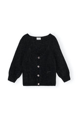Brushed Alpaca Short Sleeve Cardigan black
