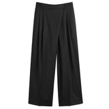 Calendered Wool Mid Waist Pants black