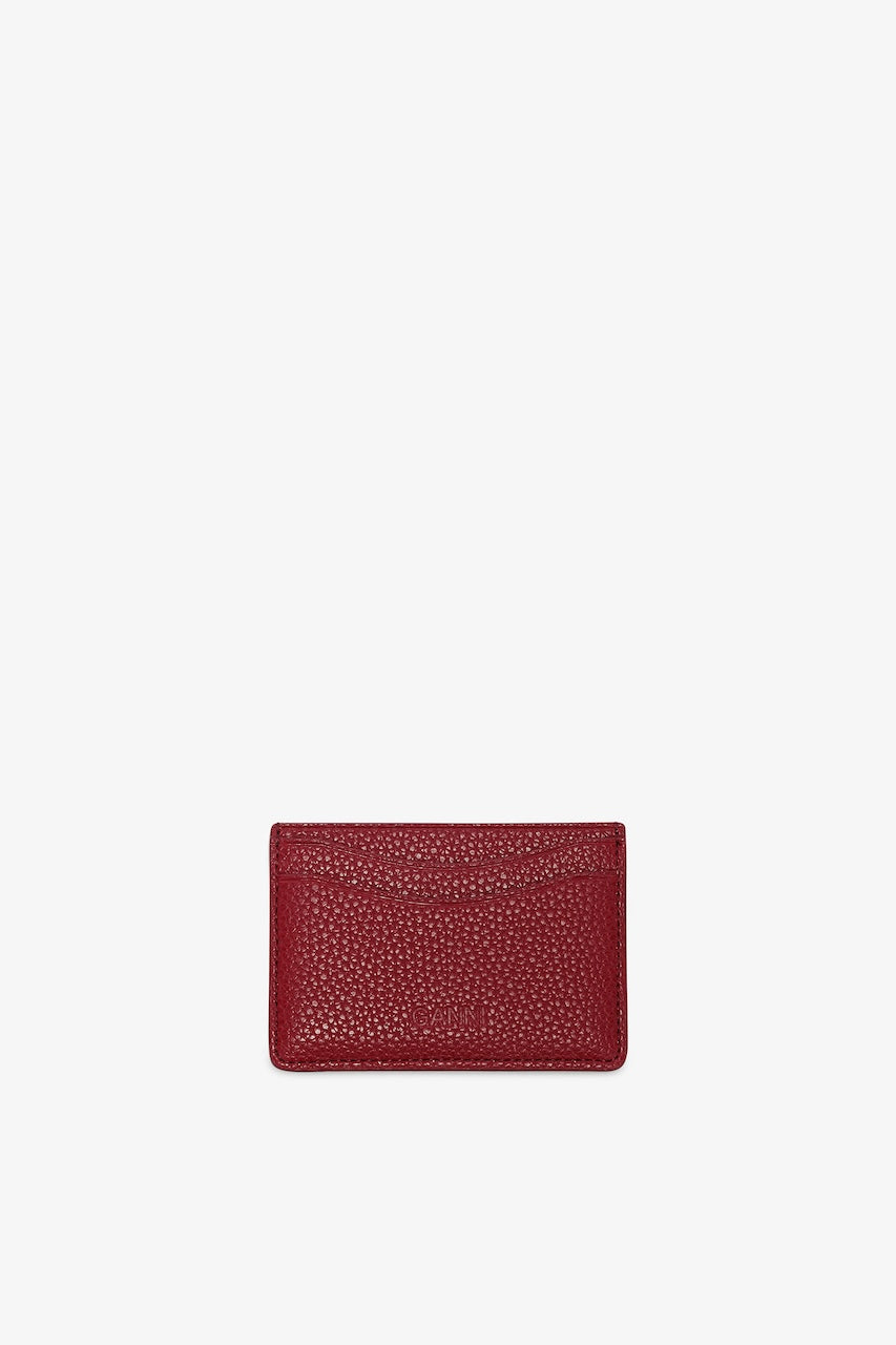 Card Holder Grained Gold red dahlia