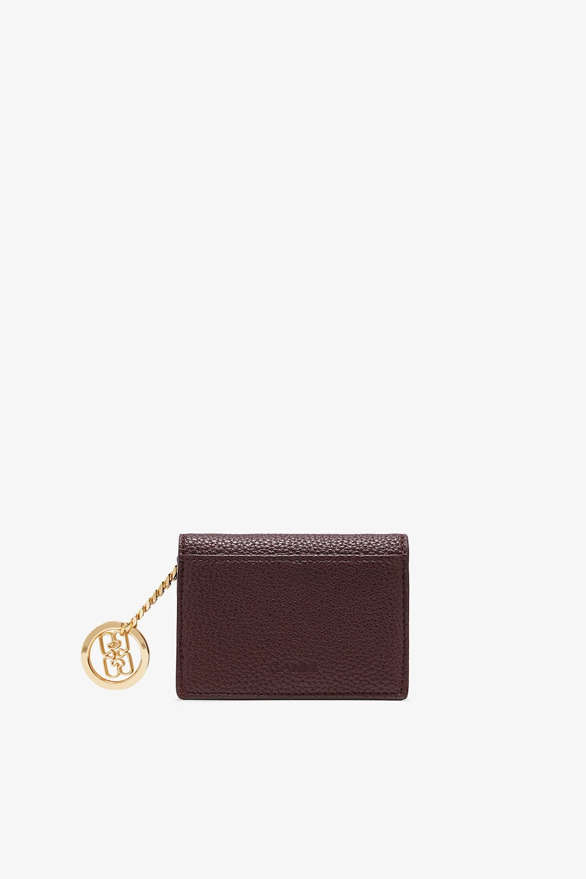 Ganni Card Holder With Flap Grained chicory coffee