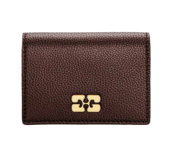 Ganni Card Holder With Flap Grained chicory coffee