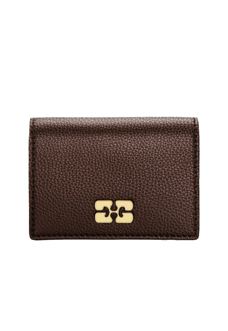 Ganni Card Holder With Flap Grained chicory coffee