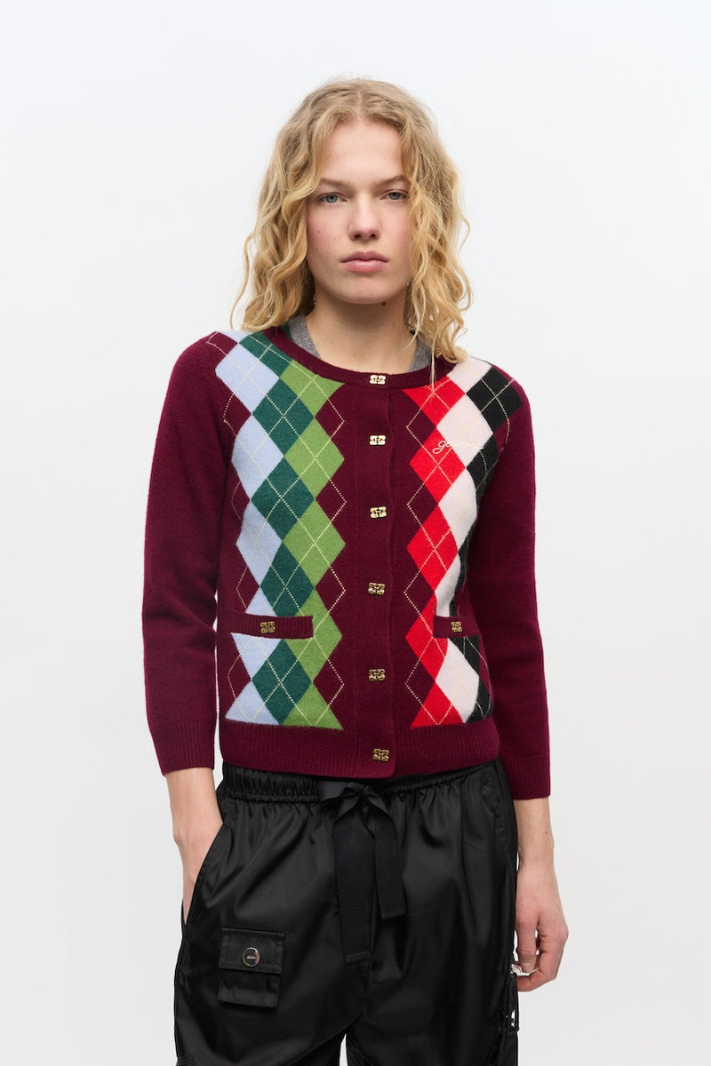 Cashmere Wool Mix Cardigan tawny port