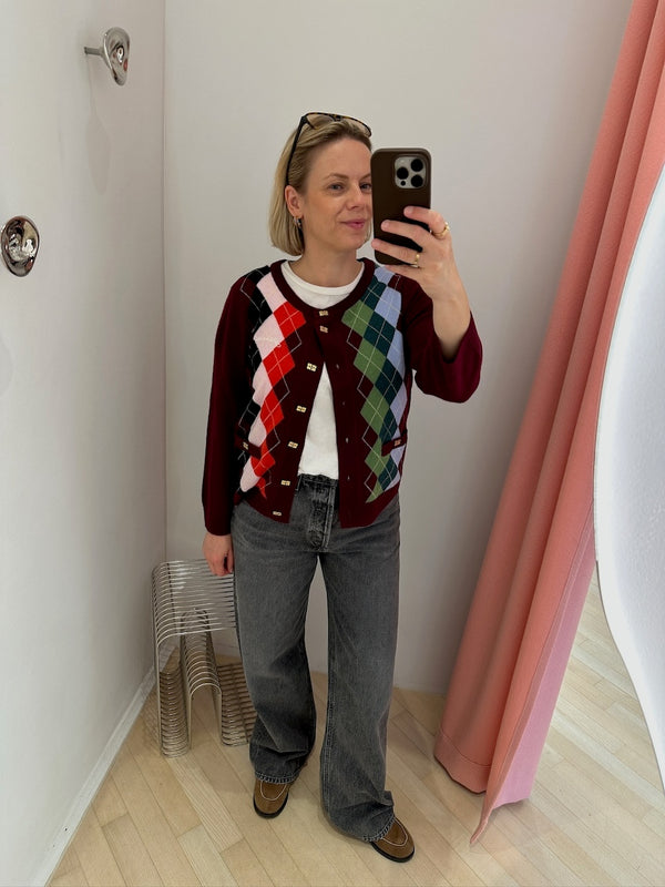 Cashmere Wool Mix Cardigan tawny port