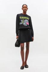 Chunky Wool Mix Mini Skirt phantom