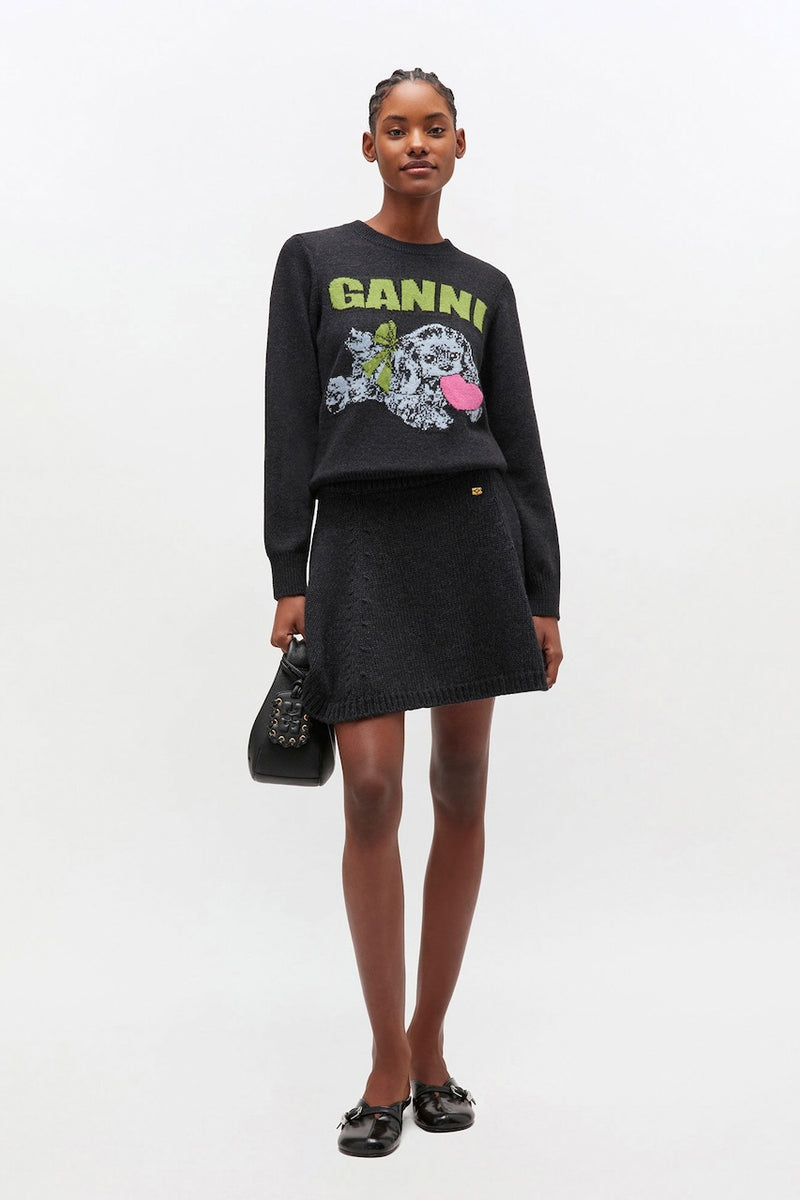 Chunky Wool Mix Mini Skirt phantom