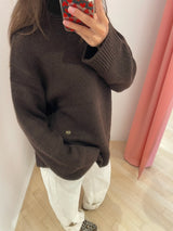 Chunky Yak Mix Open Back Pullover shaved chocolate