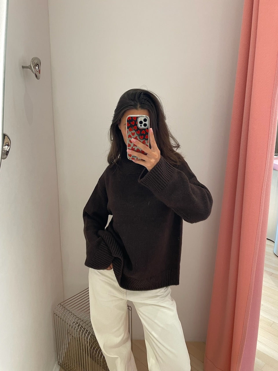 Chunky Yak Mix Open Back Pullover shaved chocolate