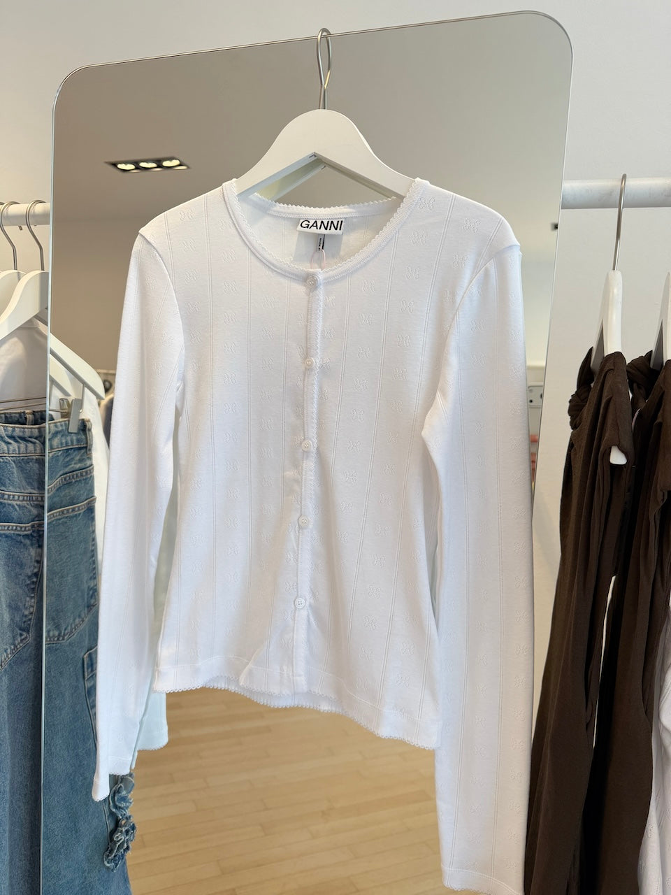 Pointelle Rib Longsleeve bright white