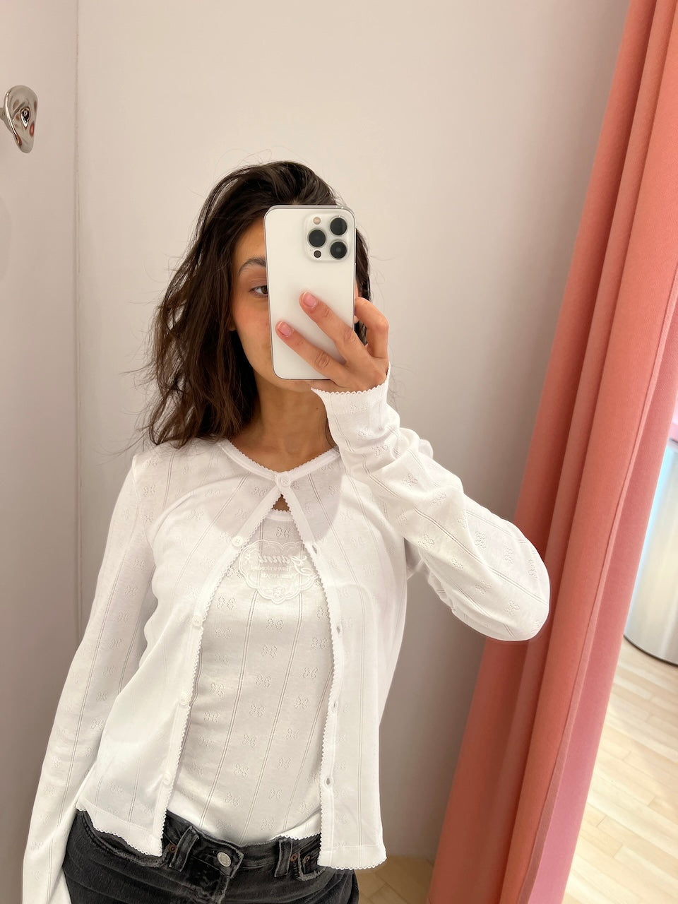 Pointelle Rib Longsleeve bright white