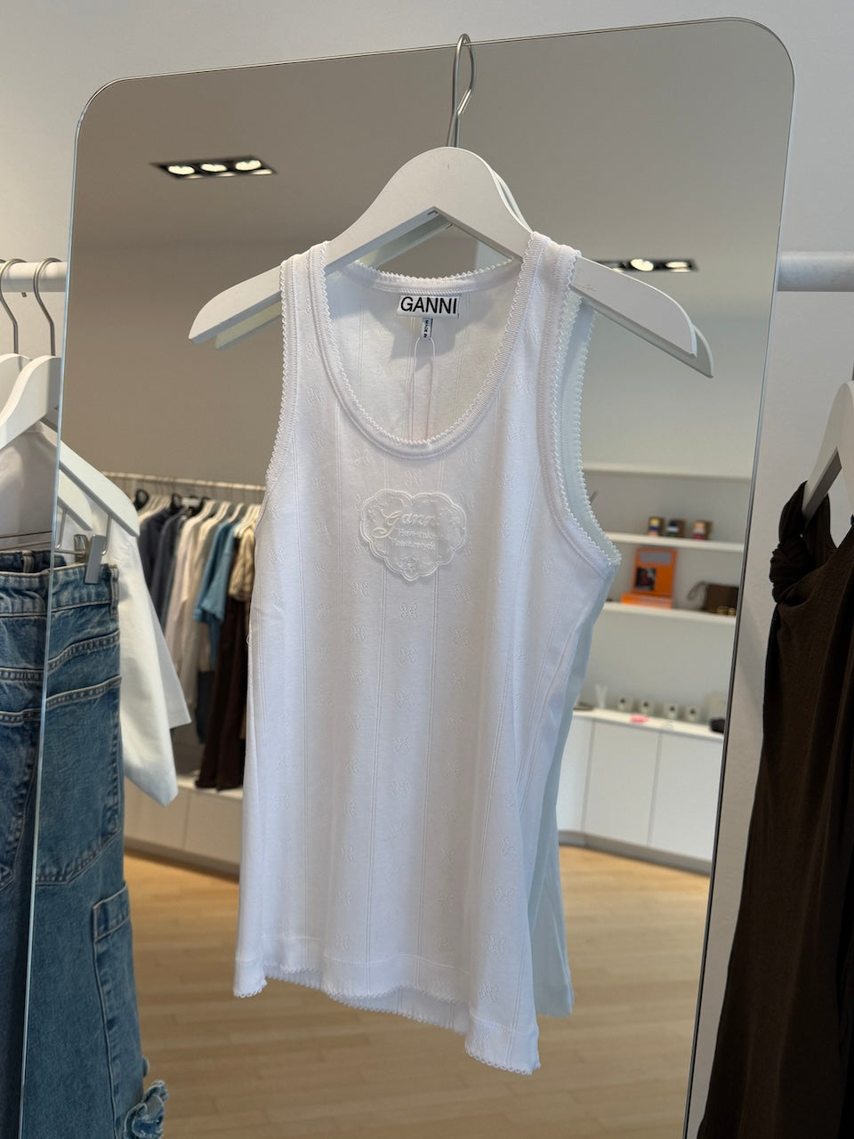 Compact Pointelle Rib Jersey Tank Top bright white