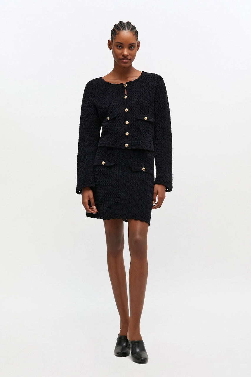 Cotton Chenille Crochet Skirt black