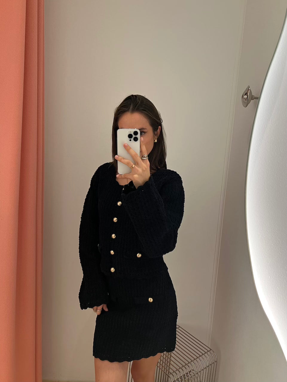 Cotton Chenille Crochet Skirt black