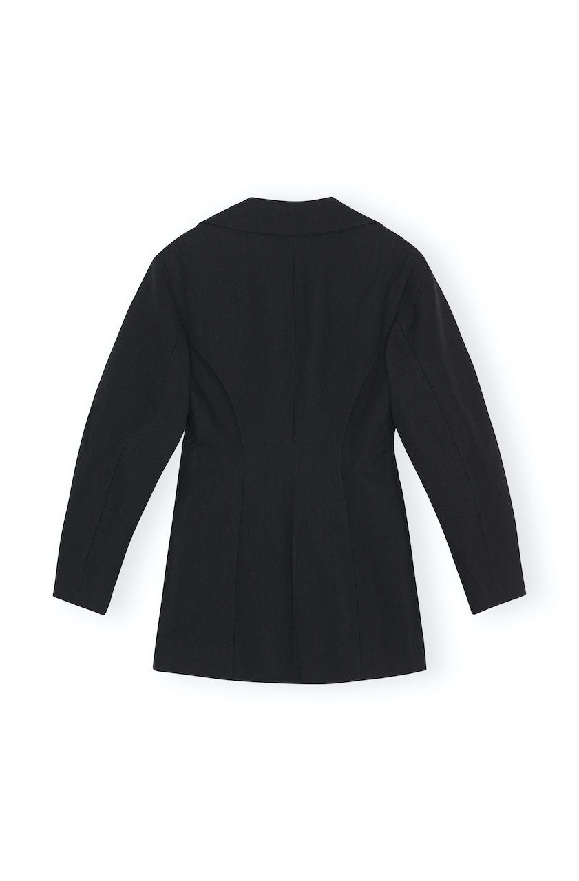 Cotton Suiting Fitted Blazer black