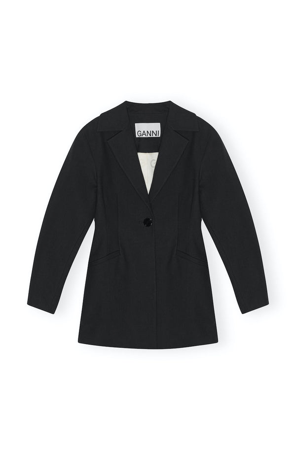 Cotton Suiting Fitted Blazer black