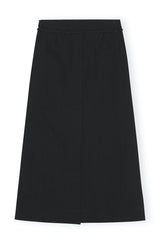 Cotton Suiting Maxi Slit Skirt black