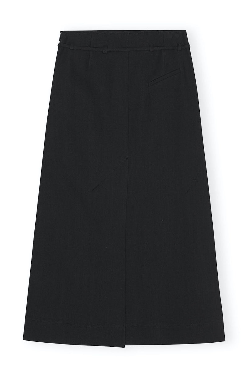 Cotton Suiting Maxi Slit Skirt black
