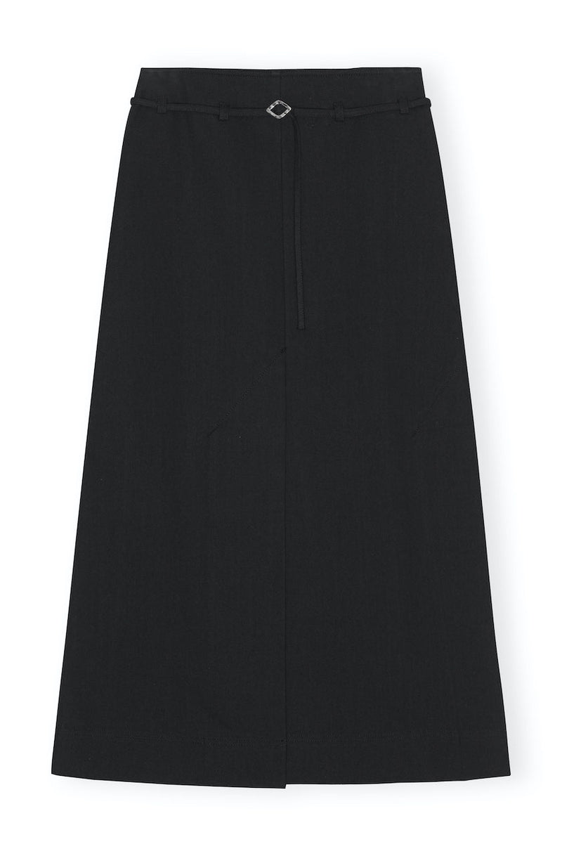 Cotton Suiting Maxi Slit Skirt black