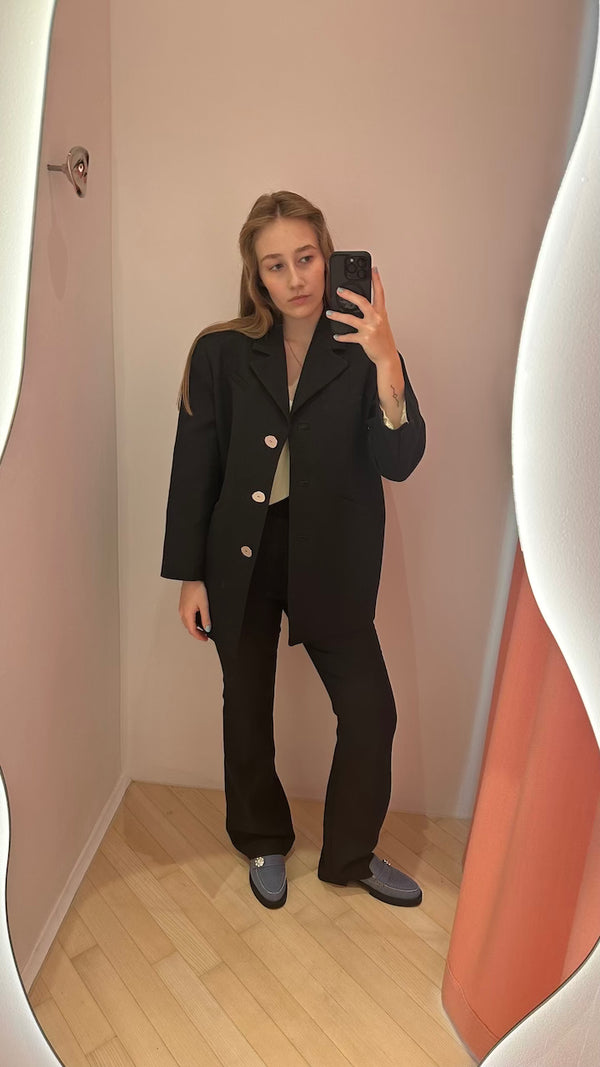 Cotton Suiting Oversized Blazer black