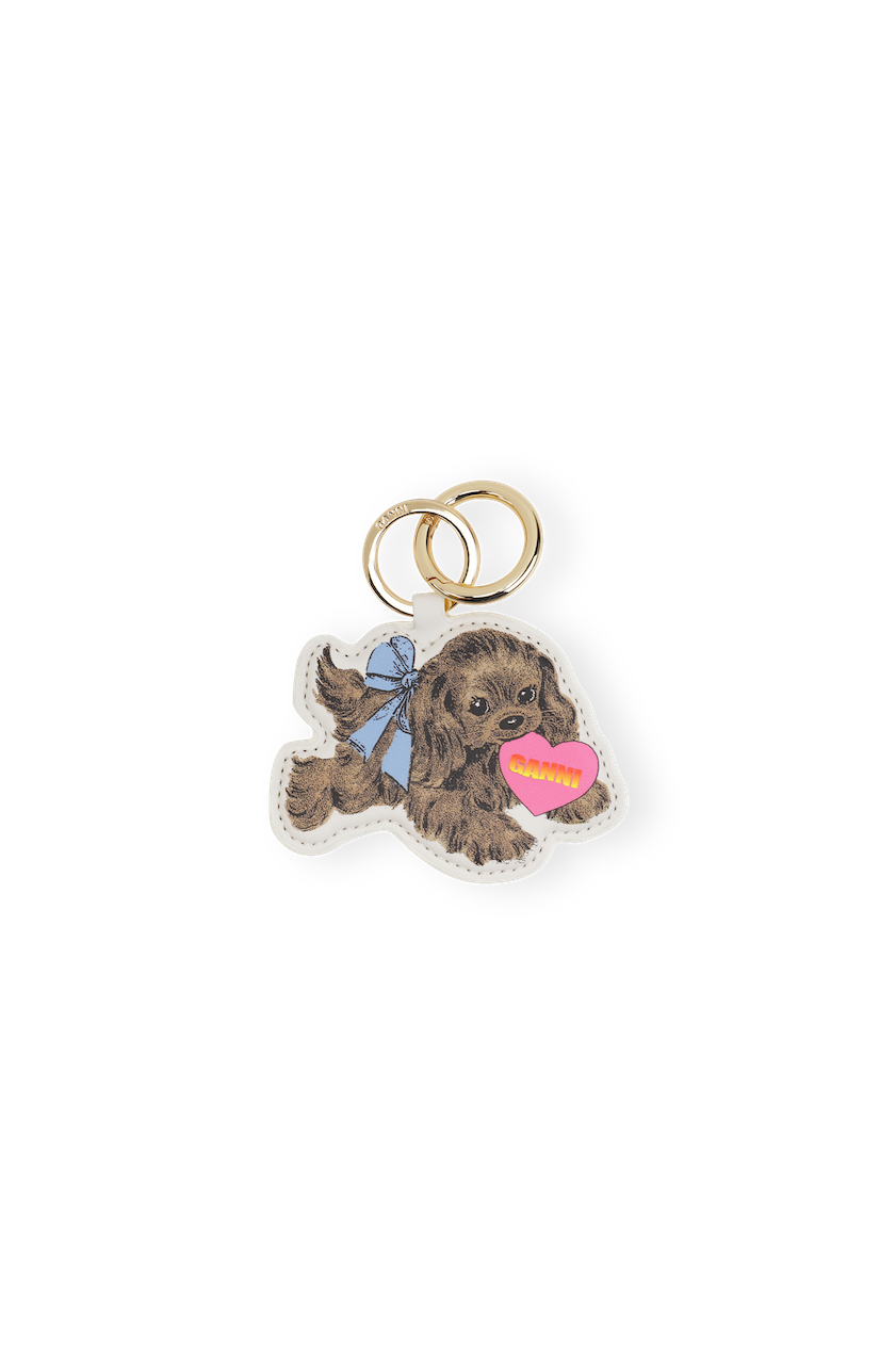 Ganni Dog Keyring tobacco brown