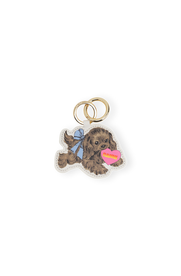 Ganni Dog Keyring tobacco brown