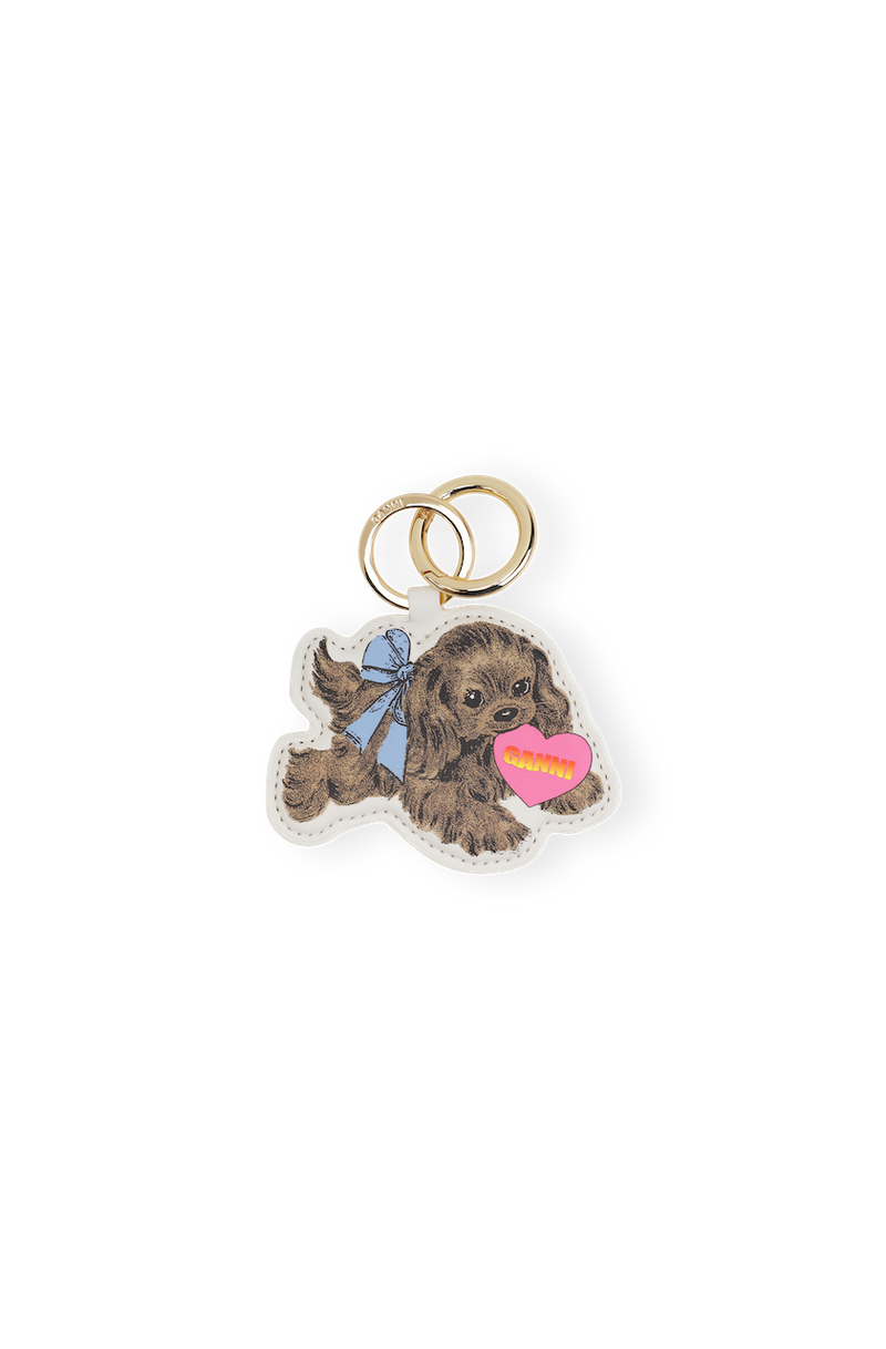 Ganni Dog Keyring tobacco brown