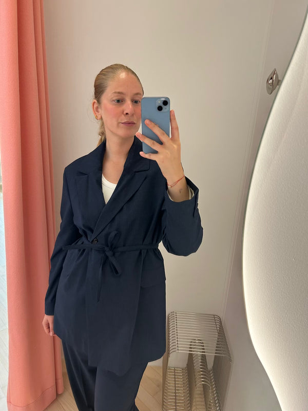 Drapey Melange Blazer sky captain