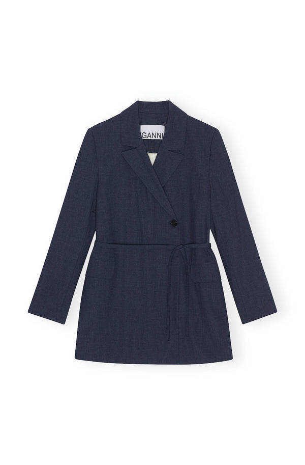Drapey Melange Blazer sky captain