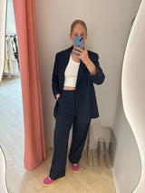 Drapey Melange High Waist Pants sky captain