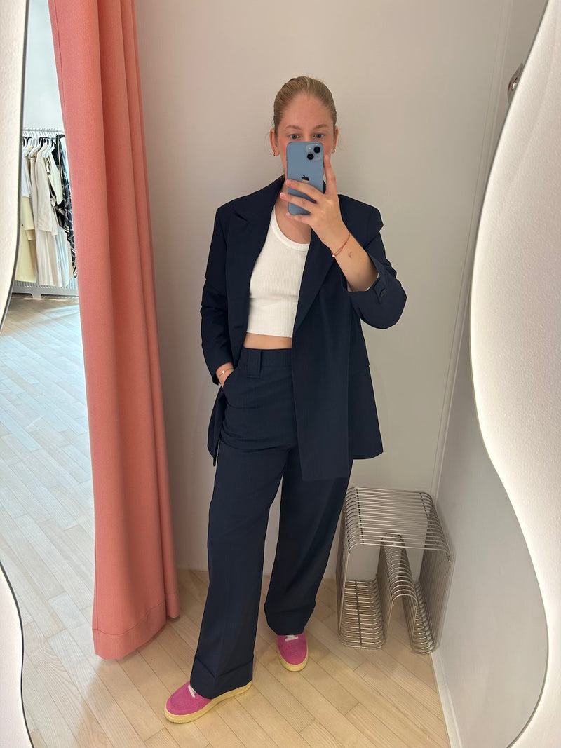 Drapey Melange High Waist Pants sky captain