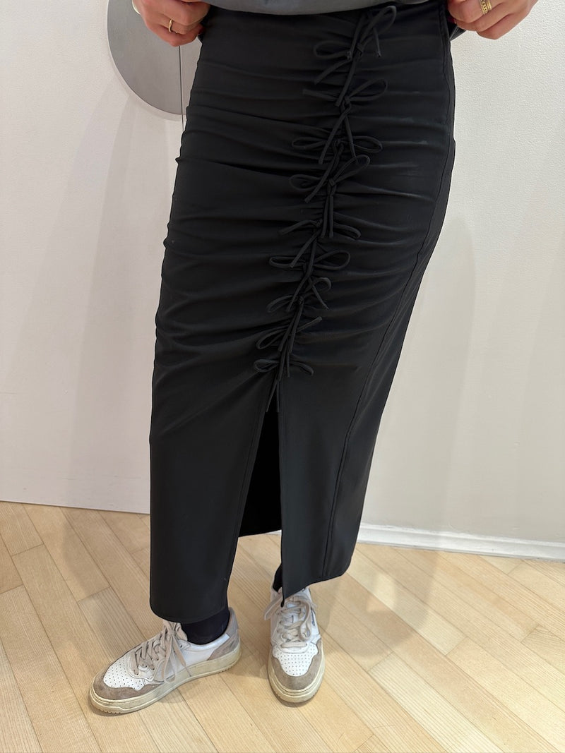 Drapey Melange Midi Skirt black
