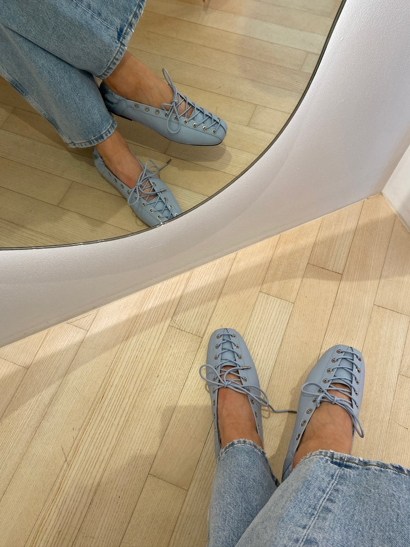 Eyelets Lace Up Ballerina niagara mist