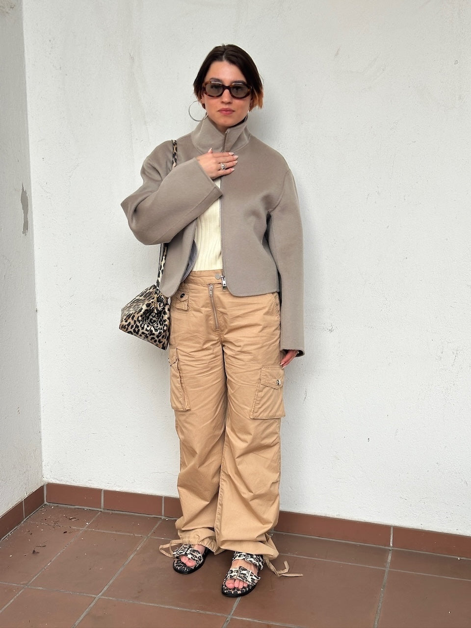 Feminine Buckle Two Strap Sandal Denim Print leopard