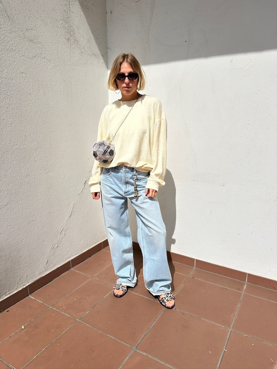 Feminine Buckle Two Strap Sandal Denim Print leopard