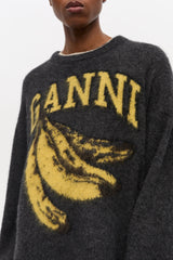 Fine Brushed Alpaca Banana Oversized O-Neck phantom