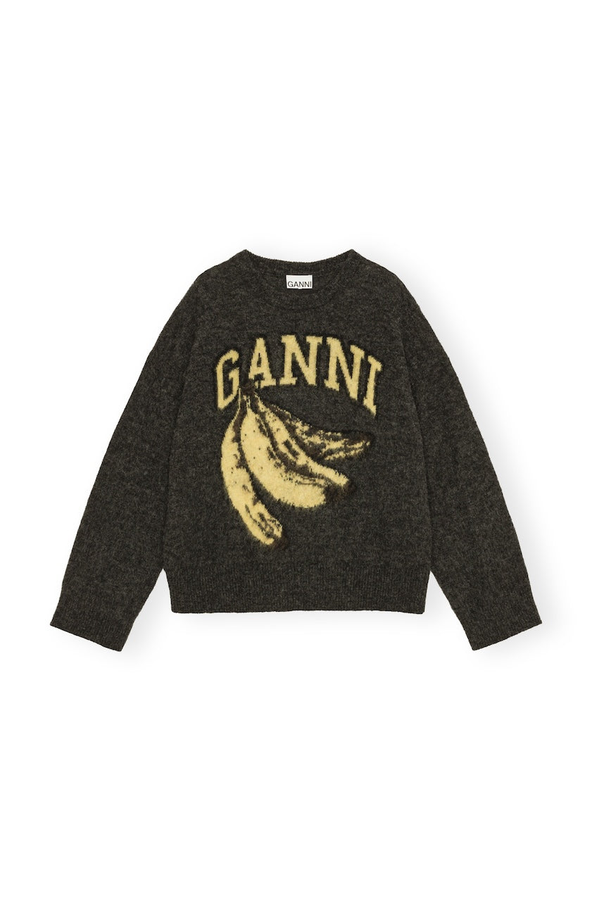 Fine Brushed Alpaca Banana Oversized O-Neck phantom