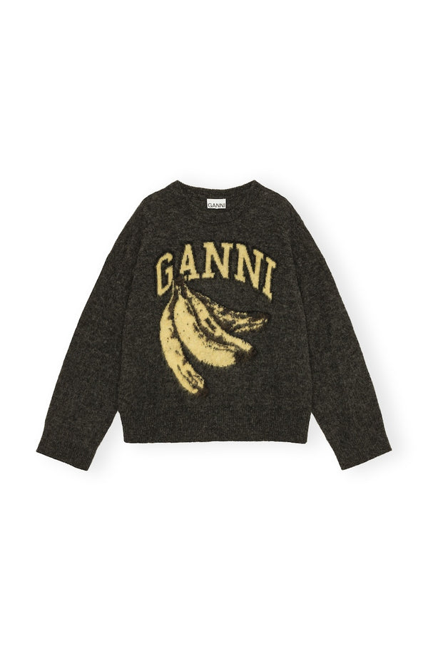 Fine Brushed Alpaca Banana Oversized O-Neck phantom