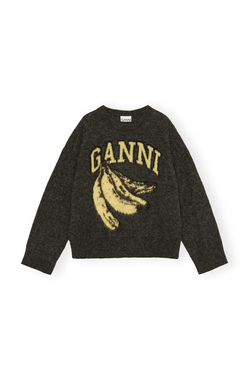 Fine Brushed Alpaca Banana Oversized O-Neck phantom