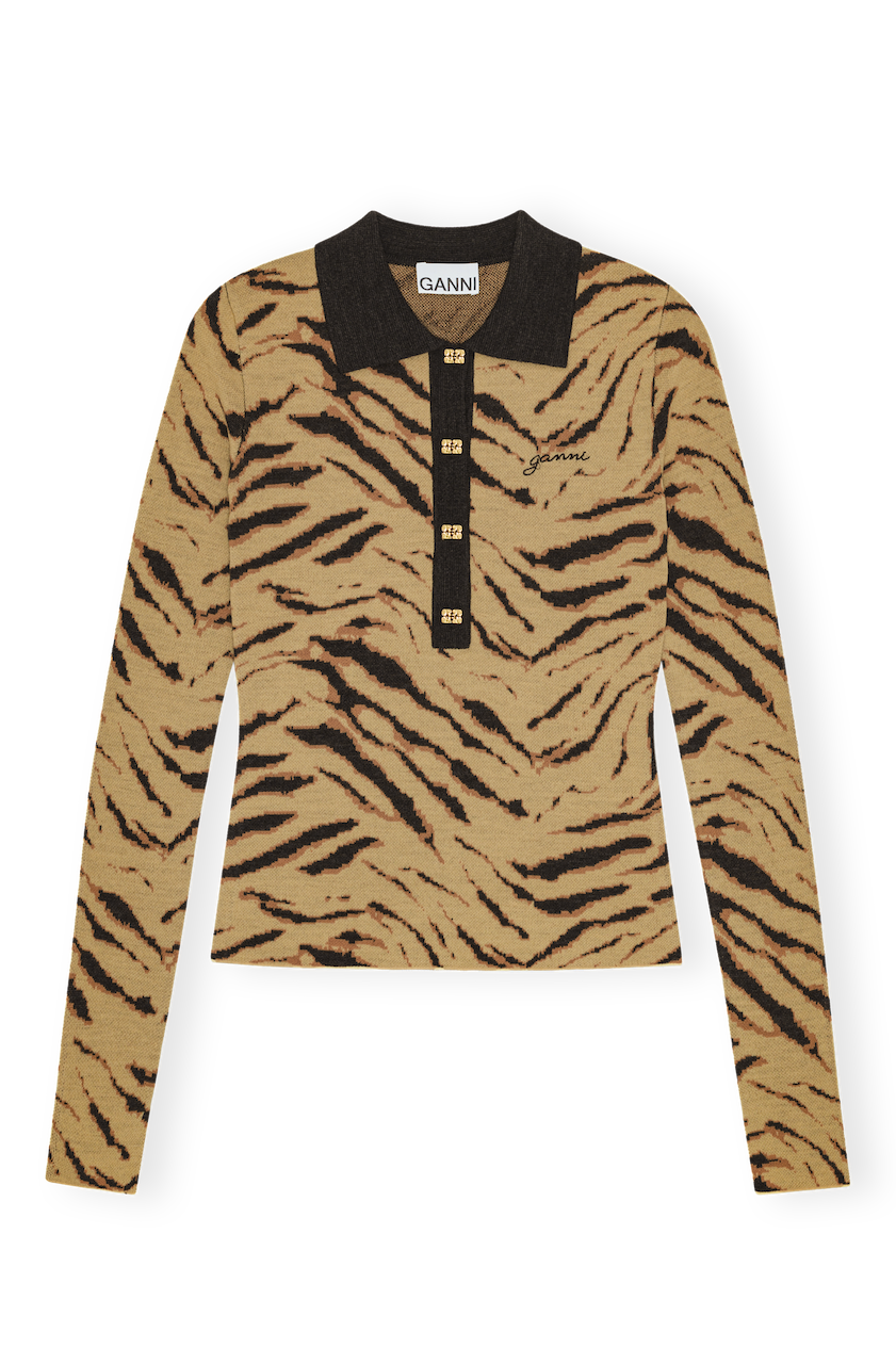 Fine Merino Jacquard Polo multicolour