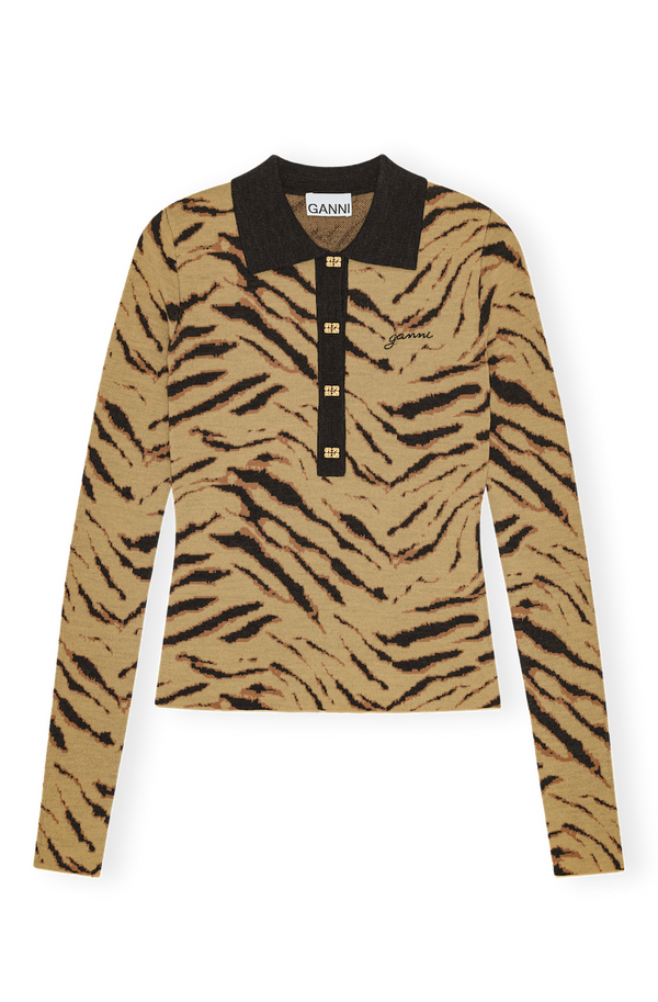 Fine Merino Jacquard Polo multicolour