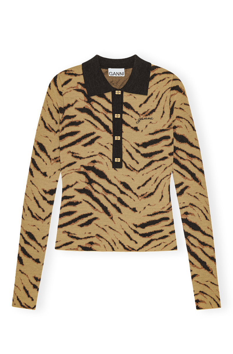 Fine Merino Jacquard Polo multicolour