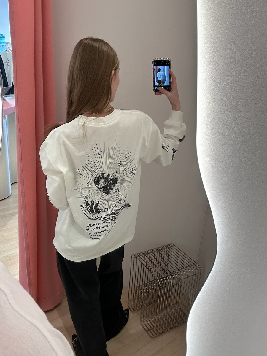 GANNI Future Heavy Jersey Moon Long Sleeve T-shirt bright