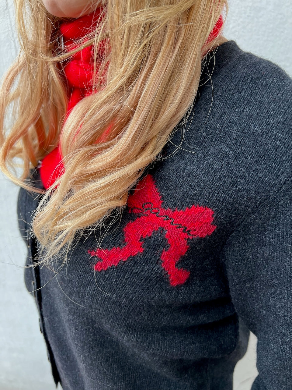 Graphic Wool Cardigan phantom