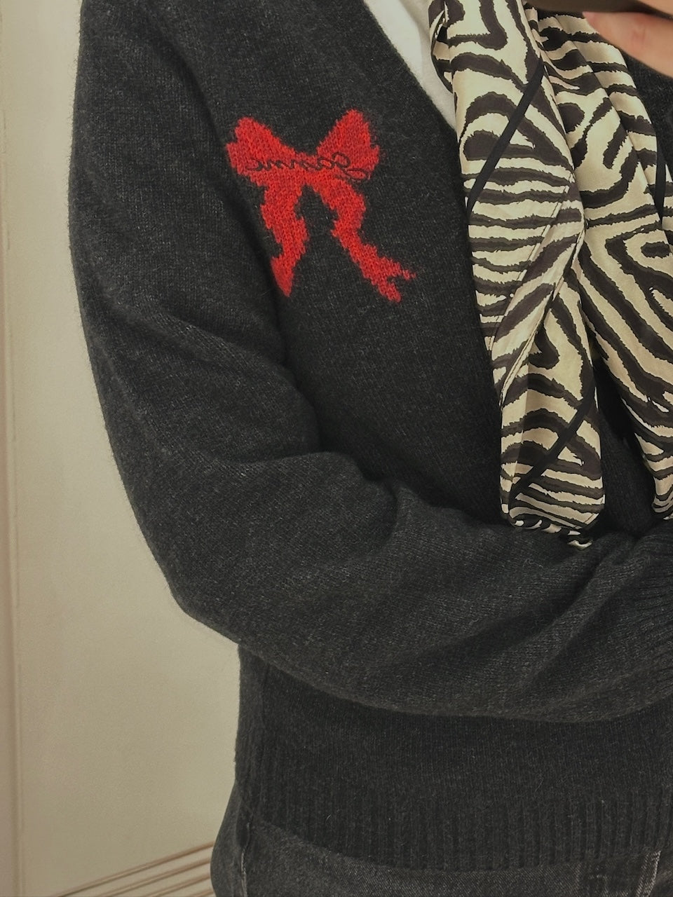 Graphic Wool Cardigan phantom