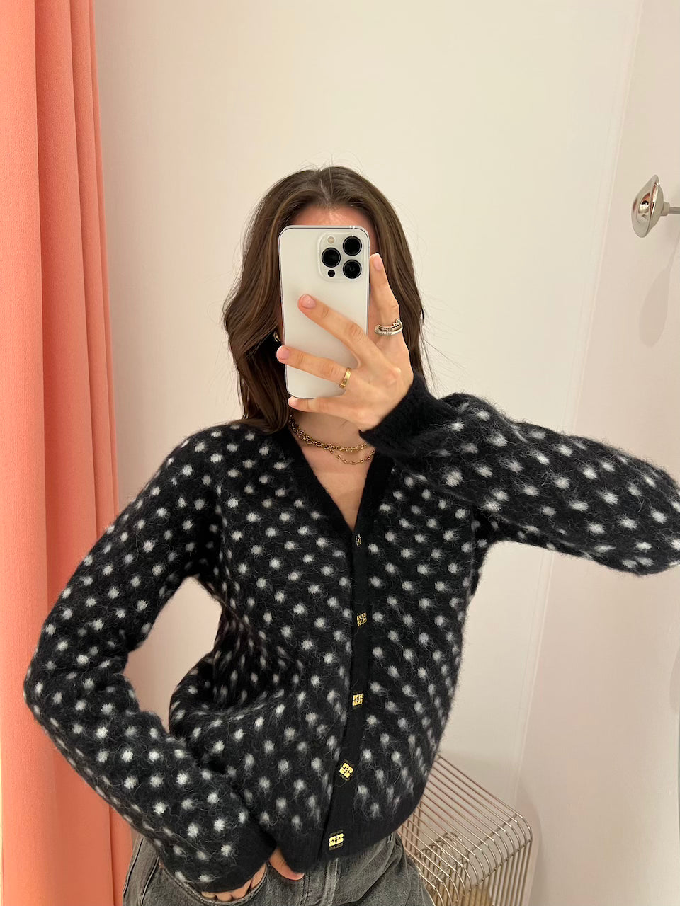 Heavy Brushed Alpaca Graphic Cardigan black